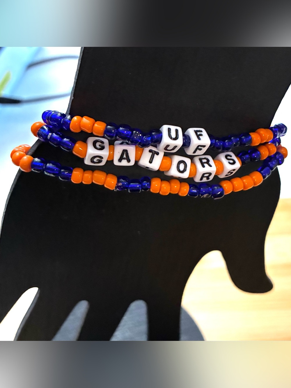 Gators Beaded Stretch Bracelet Set - Blue & Orange